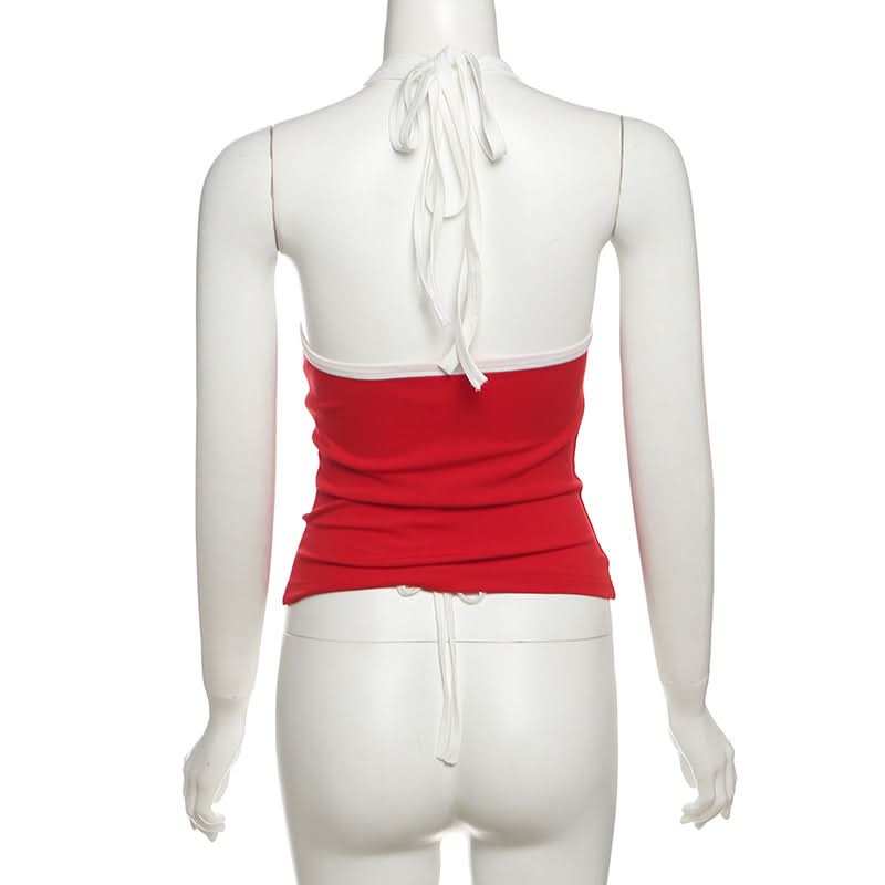 Halter letter print self tie 2 piece top  | Festival Outfits Women