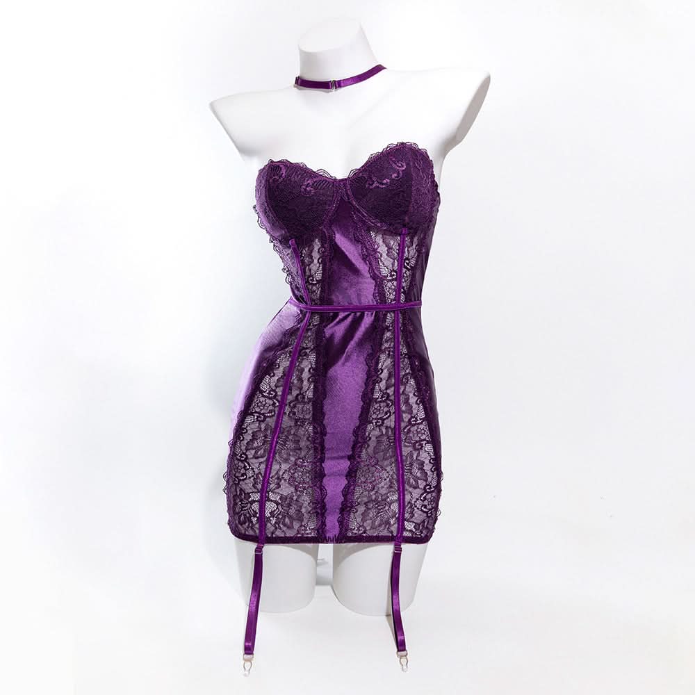 Halter sweetheart neck lace patchwork mini dress  | Festival Outfits Women