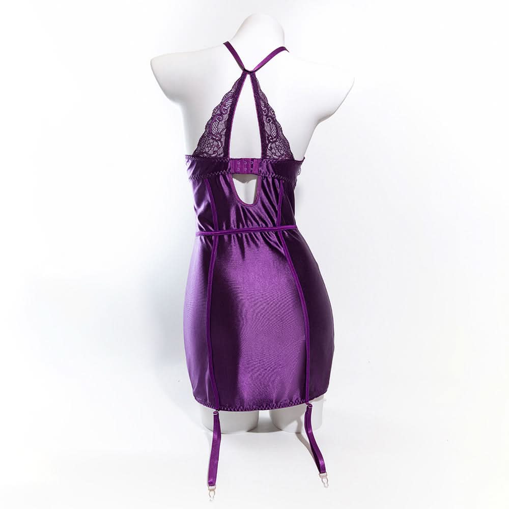 Halter sweetheart neck lace patchwork mini dress  | Festival Outfits Women