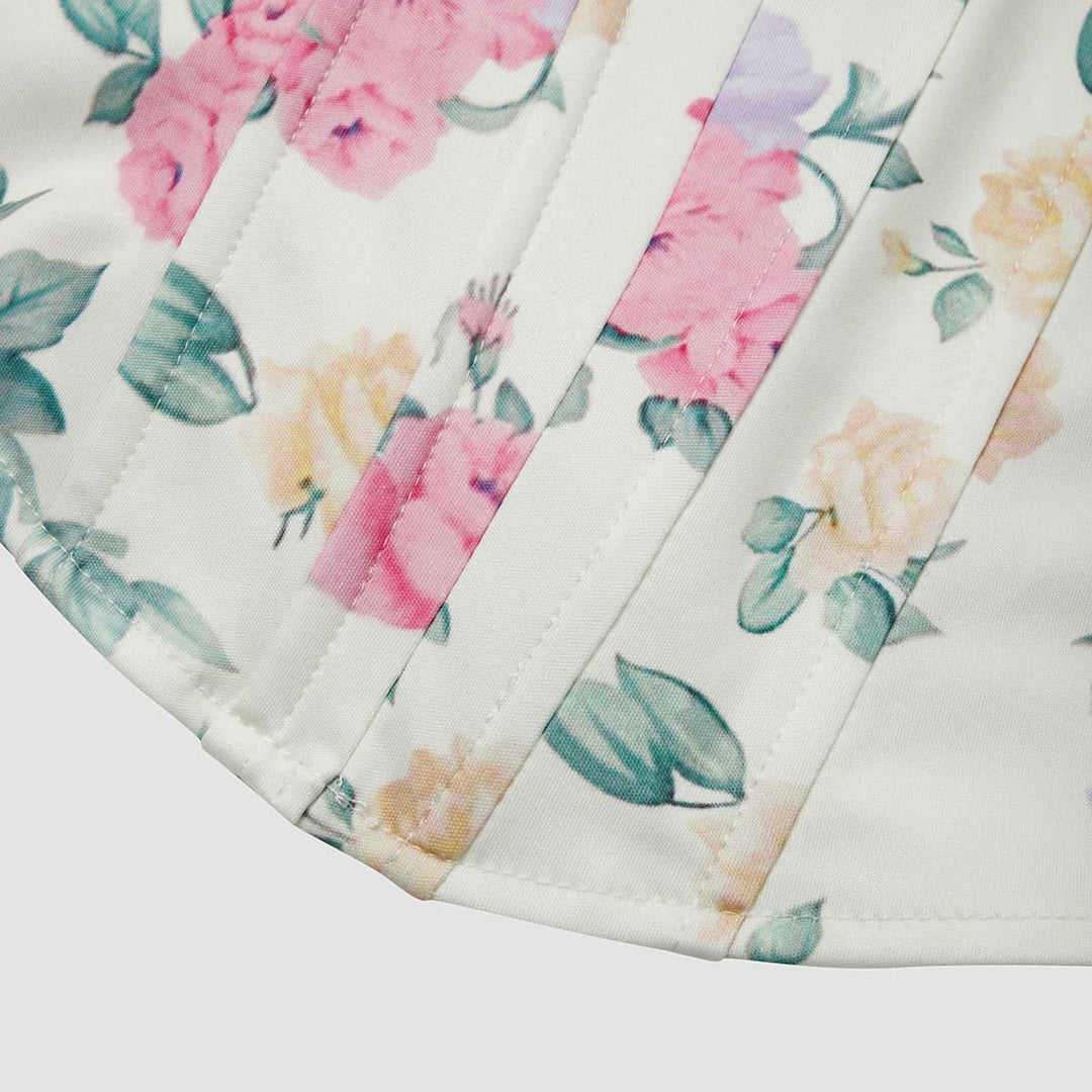Sweetheart neck flower print corset tube top  | Festival Outfits Women