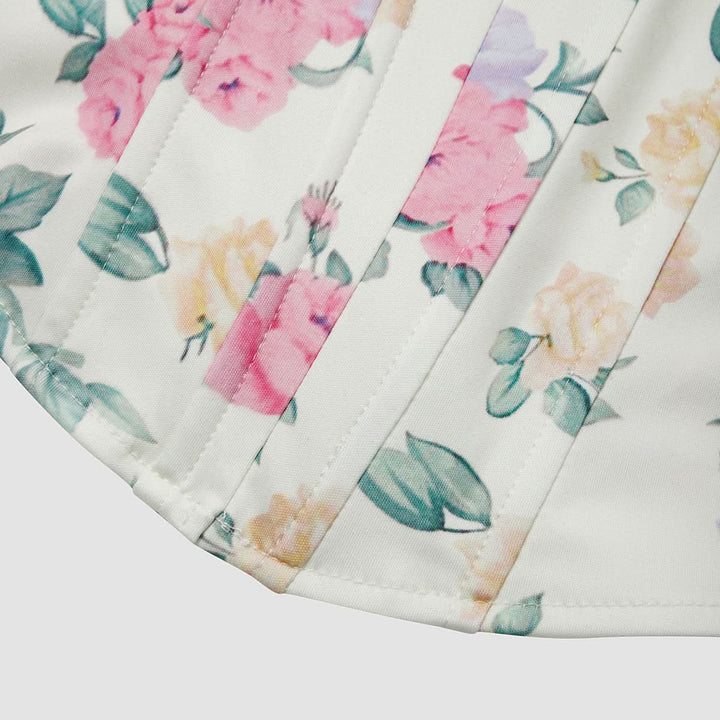 Sweetheart neck flower print corset tube top  | Festival Outfits Women