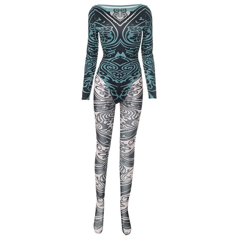 Long sleeve round neck print button pant set  | Festival Outfits Women-final-sale