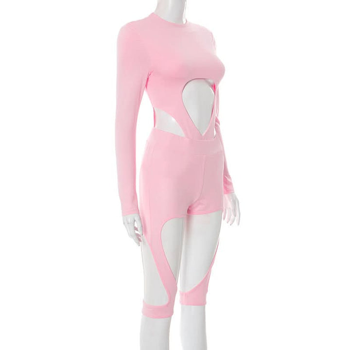 Long sleeve hollow out crewneck button pant set  | Festival Outfits Women