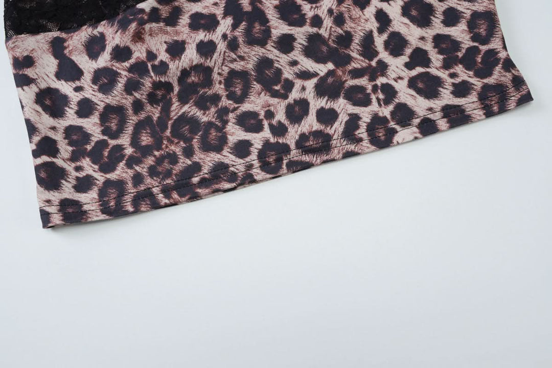 Leopard print v neck lace hem cami top  | Festival Outfits Women  | Cheetah Print Top