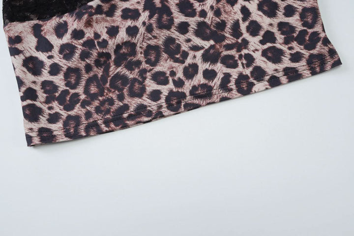 Leopard print v neck lace hem cami top  | Festival Outfits Women  | Cheetah Print Top