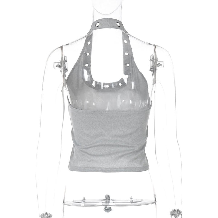 Halter hollow out backless solid u neck cut out top  | Festival Outfits Women