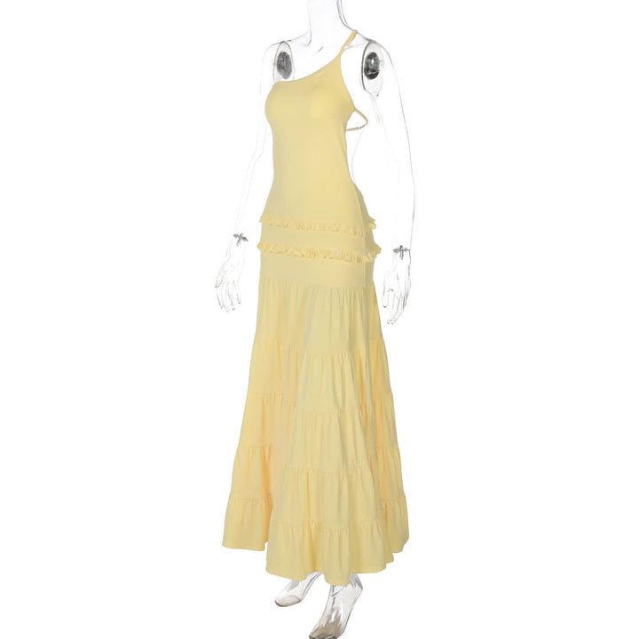 Ruffle one shoulder irregular ruched maxi dress  | Festival Outfits Women