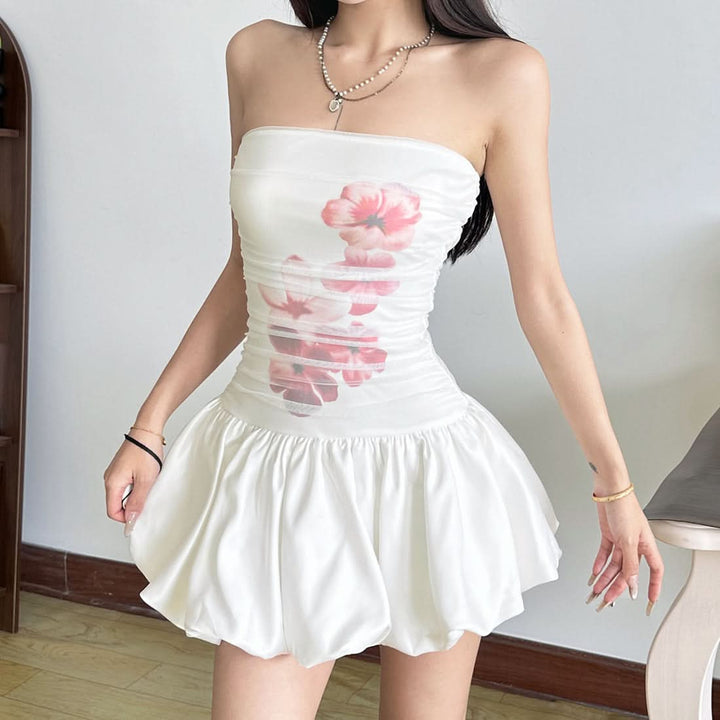 Flower print mesh mini dress  | Festival Outfits Women