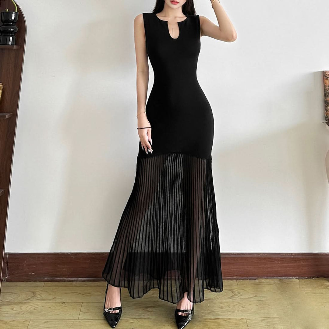 Sleeveless notch neck maxi dress  | Festival Outfits Women