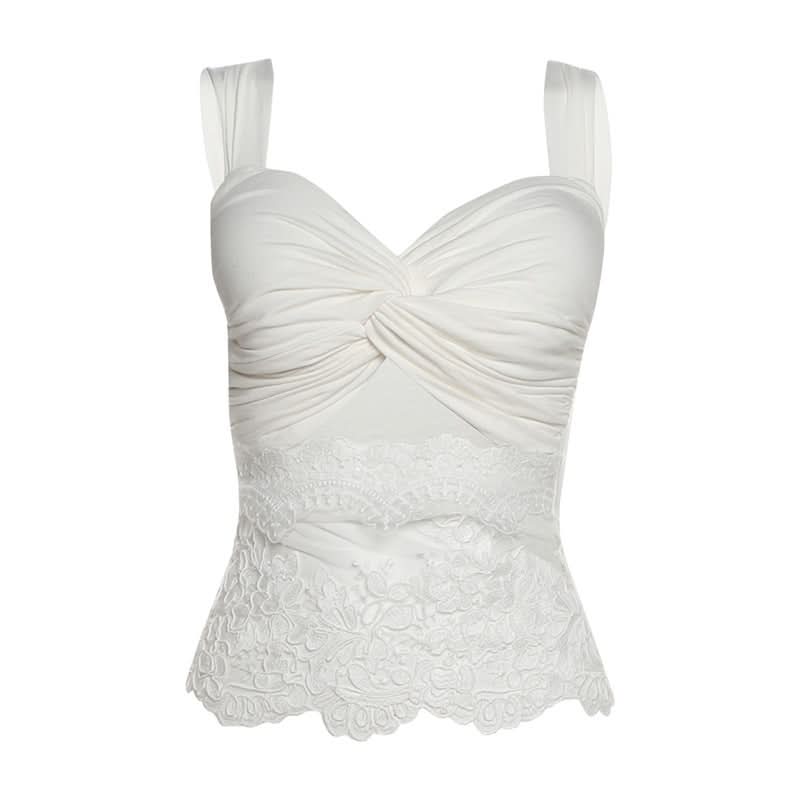 Ruched lace patchwork hollow out cut out top  | Festival Outfits Women