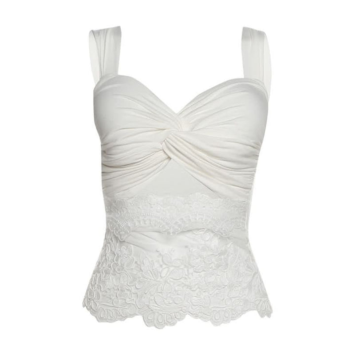 Ruched lace patchwork hollow out cut out top  | Festival Outfits Women