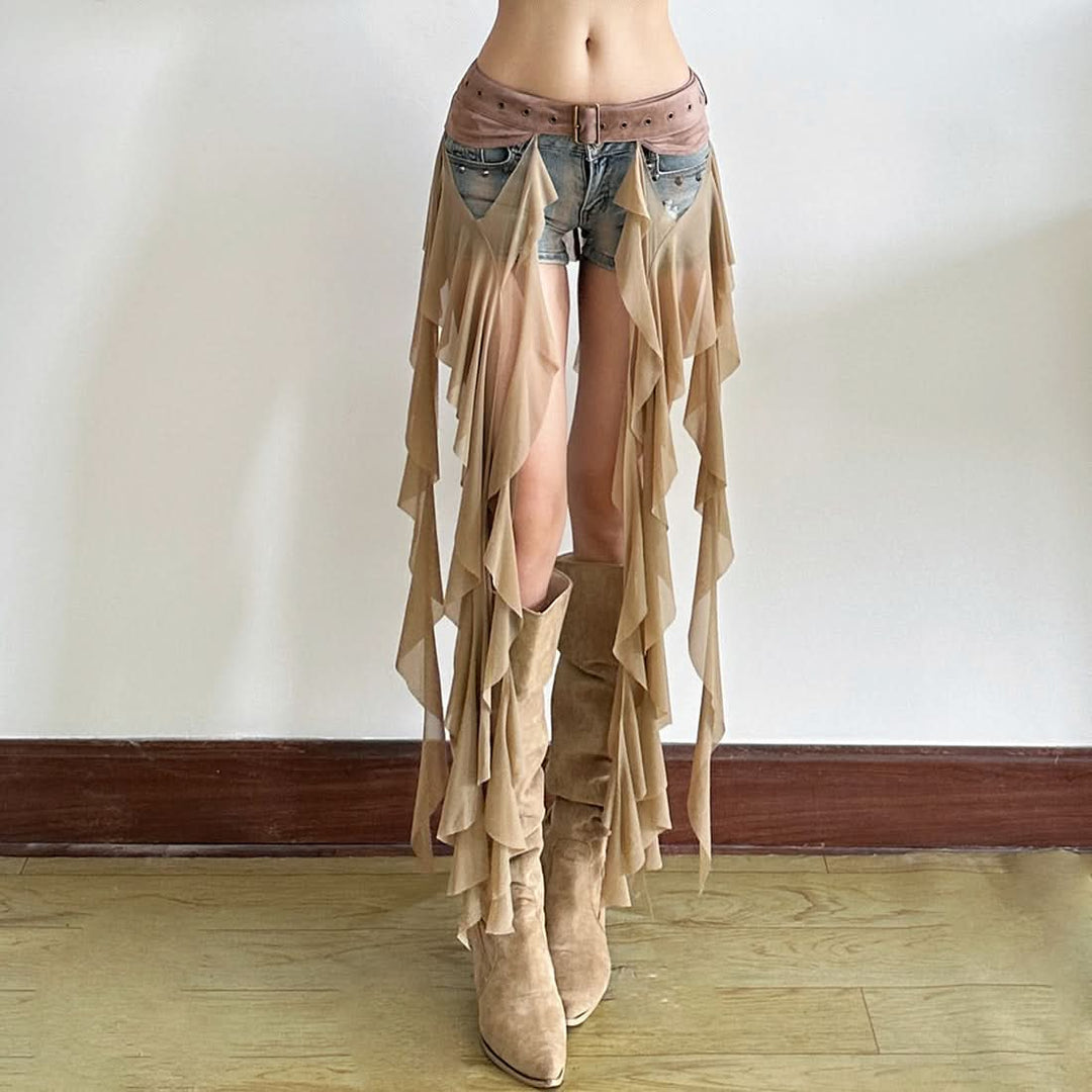 Ruffle irregular mesh decor belt  | Festival Outfits Women