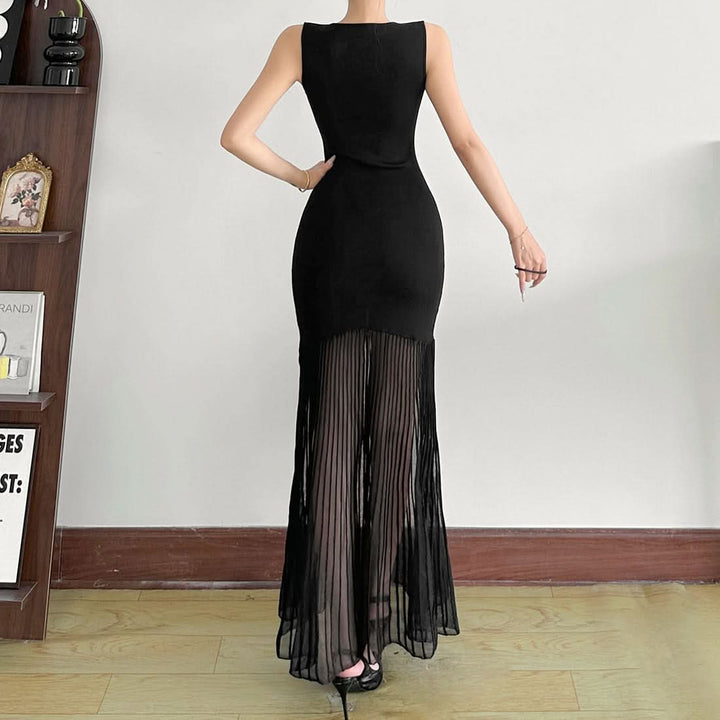 Sleeveless notch neck maxi dress  | Festival Outfits Women
