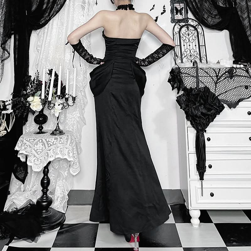 Halter hollow out ruched solid cut out maxi dress  | Festival Outfits Women-final-sale