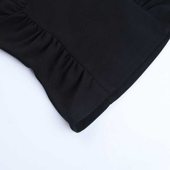 Ruched v neck o ring lace solid top  | Festival Outfits Women