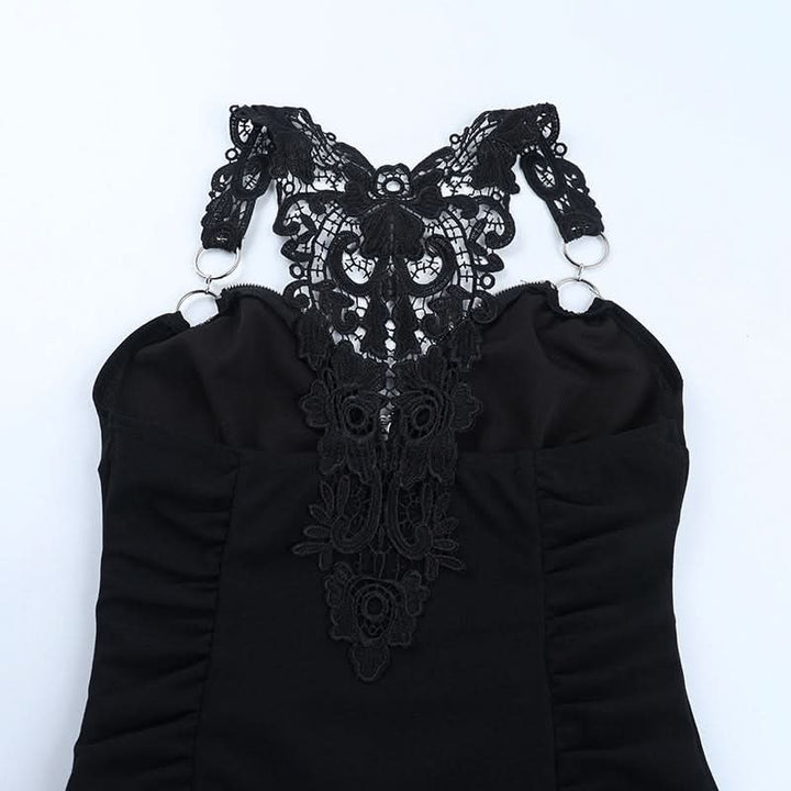 Ruched v neck o ring lace solid top  | Festival Outfits Women