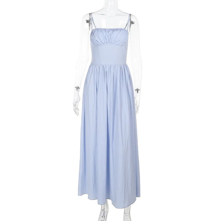Ruched square neck smocked cami maxi dress  | Festival Outfits Women