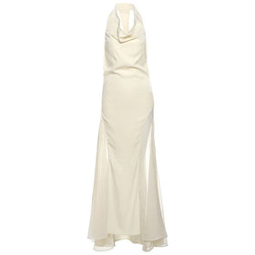 Cowl neck zip-up backless solid maxi dress  | Festival Outfits Women