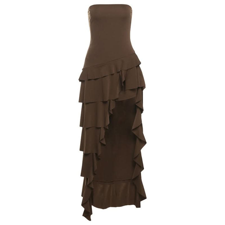 Irregular ruffle backless tube midi dress  | Festival Outfits Women