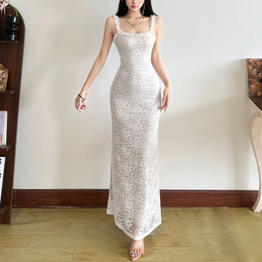 Lace hem square neck cami maxi dress  | Festival Outfits Women