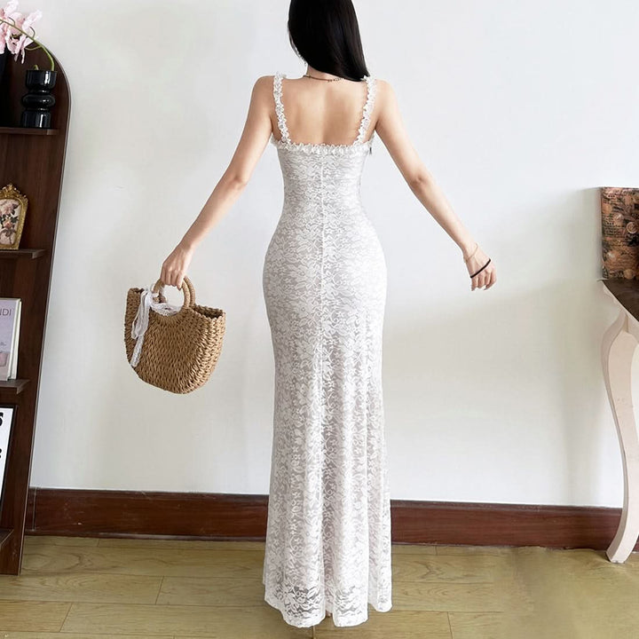 Lace hem square neck cami maxi dress  | Festival Outfits Women
