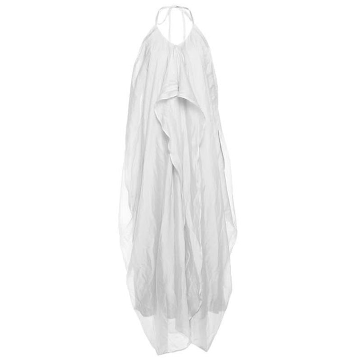 Halter self tie v neck zip-up irregular maxi dress  | Festival Outfits Women