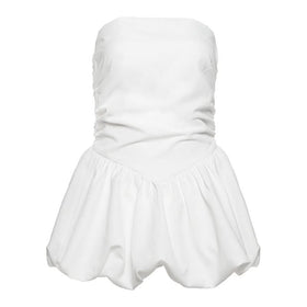 Ruched zip-up backless solid tube top  | Festival Outfits Women