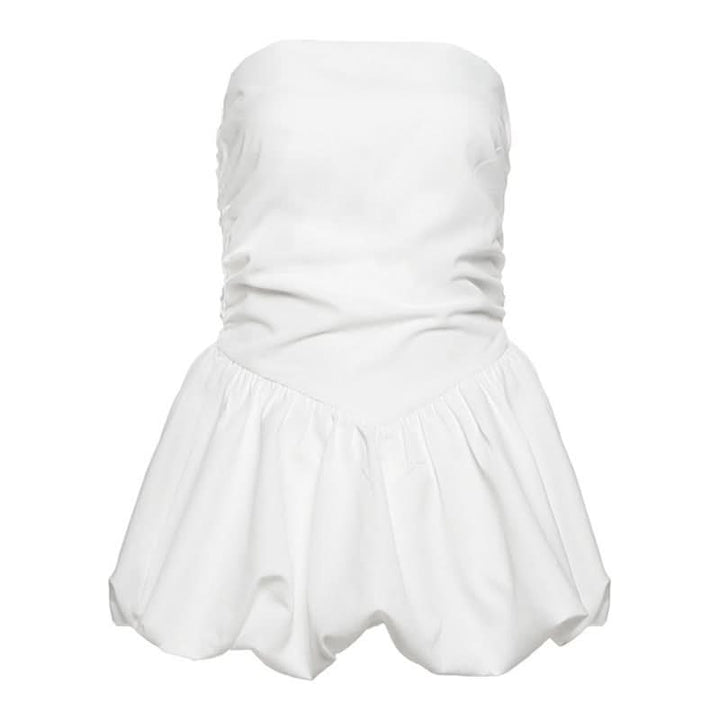 Ruched zip-up backless solid tube top  | Festival Outfits Women