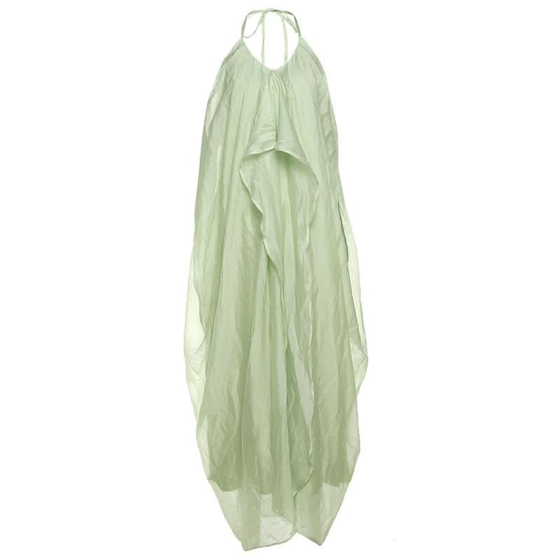Halter self tie v neck zip-up irregular maxi dress  | Festival Outfits Women