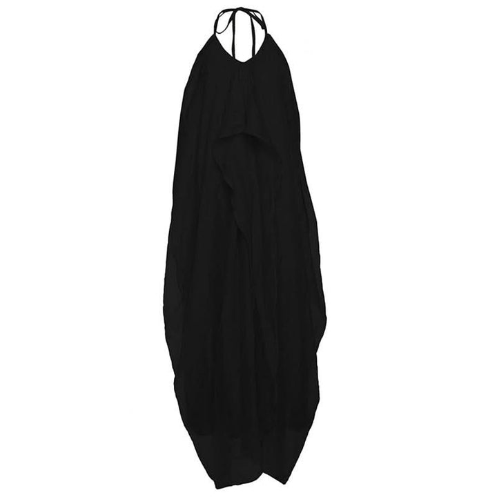 Halter self tie v neck zip-up irregular maxi dress  | Festival Outfits Women