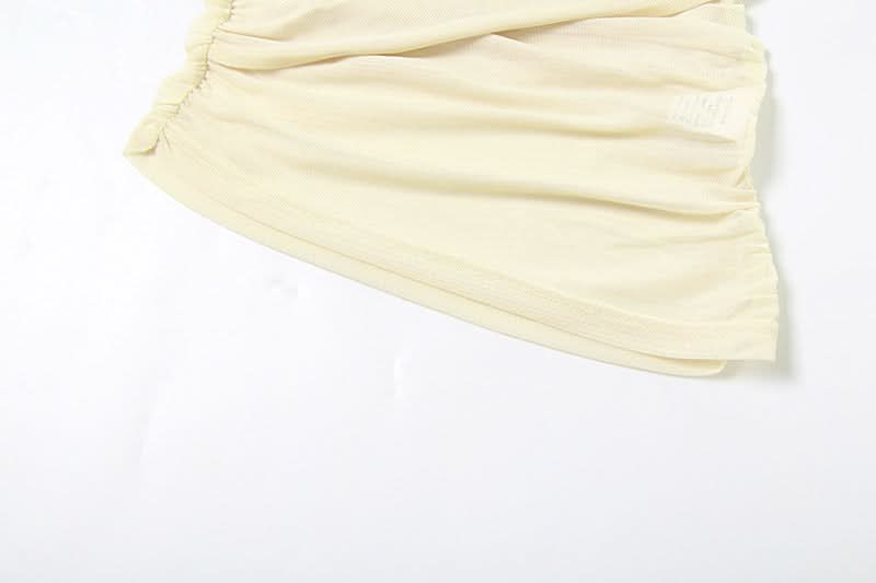 Halter ruched irregular mesh backless top  | Festival Outfits Women