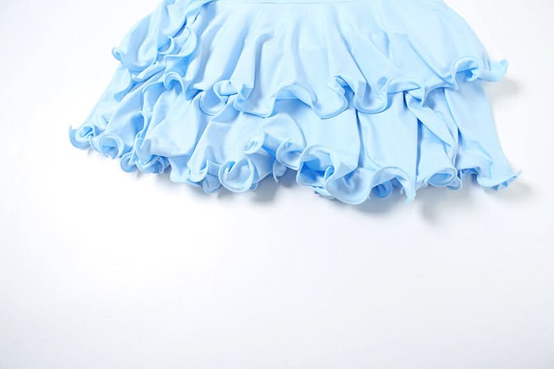 Ruffle halter self tie v neck button mini dress  | Festival Outfits Women