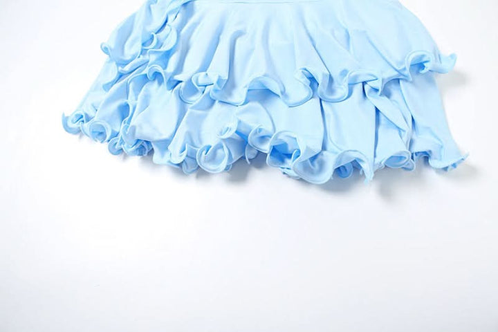 Ruffle halter self tie v neck button mini dress  | Festival Outfits Women
