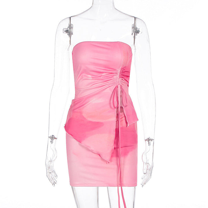 Drawstring ruched print mini skirt set  | Festival Outfits Women