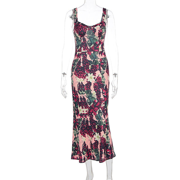 Flower print v neck cami maxi dress  | Festival Outfits Women