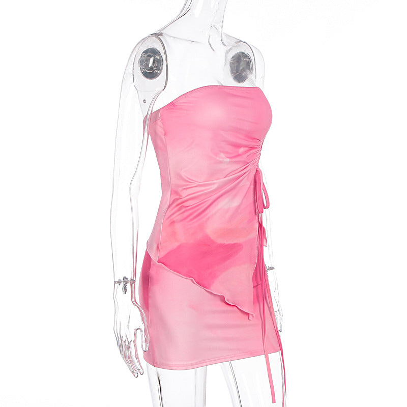 Drawstring ruched print mini skirt set  | Festival Outfits Women
