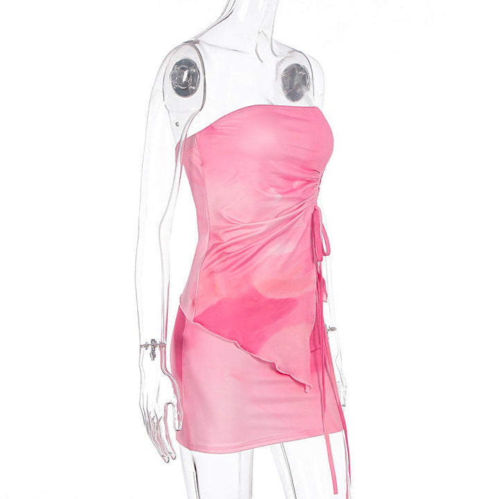 Drawstring ruched print mini skirt set  | Festival Outfits Women