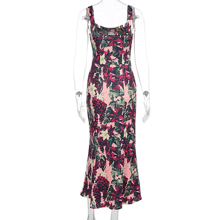 Flower print v neck cami maxi dress  | Festival Outfits Women