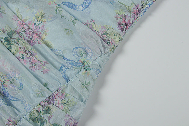 Flower print ruched high slit cami maxi dress  | Festival Outfits Women