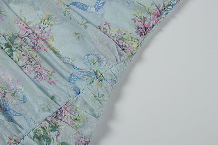 Flower print ruched high slit cami maxi dress  | Festival Outfits Women