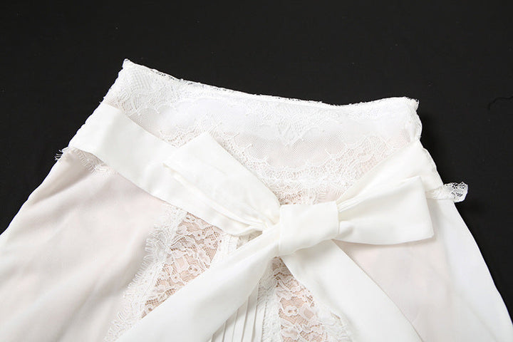 Lace patchwork bowknot maxi skirt  | Festival Outfits Women