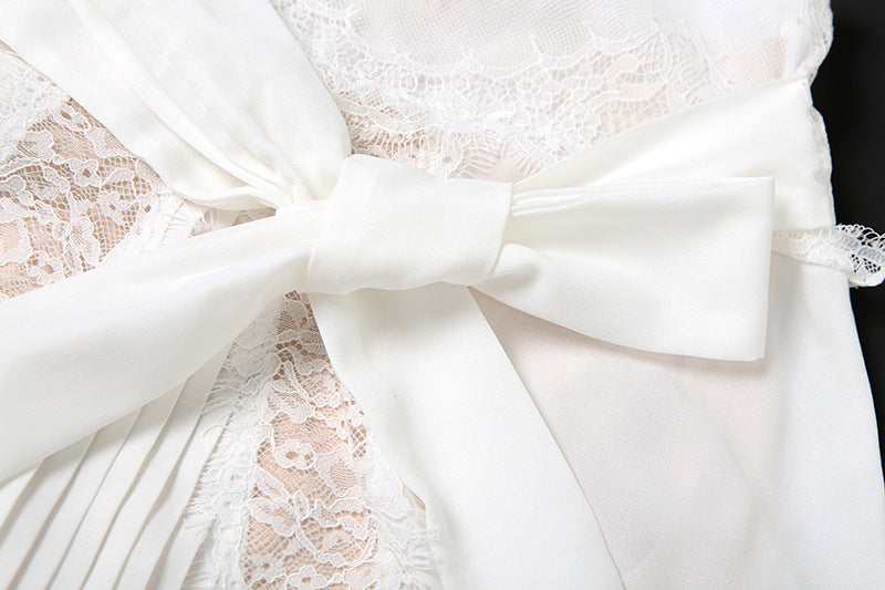 Lace patchwork bowknot maxi skirt  | Festival Outfits Women