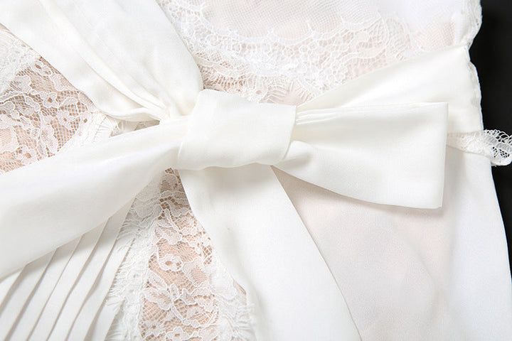 Lace patchwork bowknot maxi skirt  | Festival Outfits Women