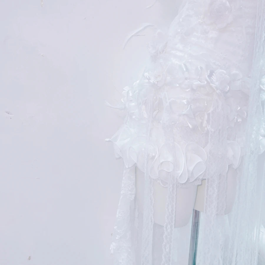 One shoulder lace hem flower applique mini dress  | Festival Outfits Women-final-sale