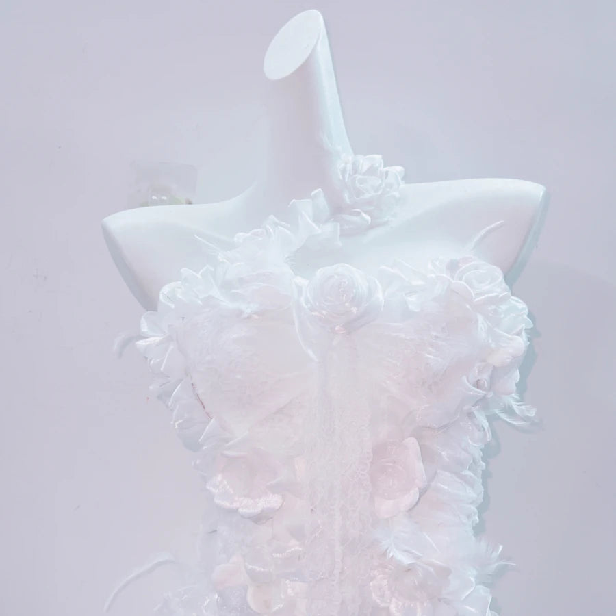 One shoulder lace hem flower applique mini dress  | Festival Outfits Women-final-sale