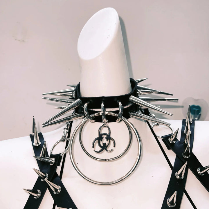 Hollow out rivet metal belt cami mini skirt set without choker  | Festival Outfits Women-final-sale