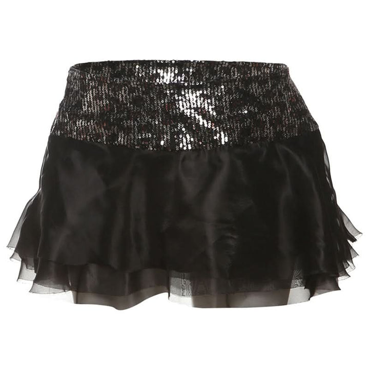 Glitter zip-up A line contrast mini skirt  | Festival Outfits Women