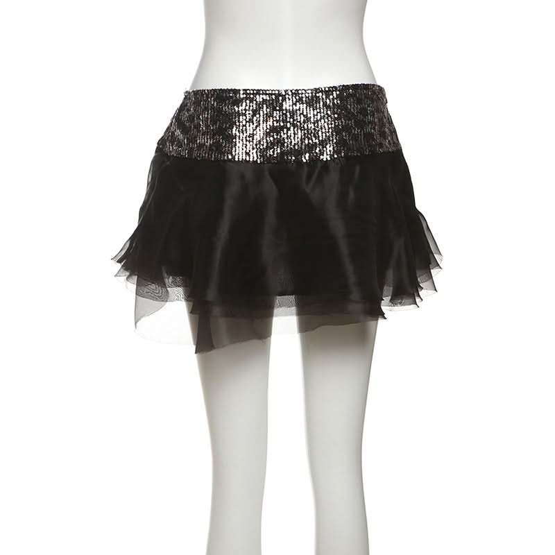 Glitter zip-up A line contrast mini skirt  | Festival Outfits Women