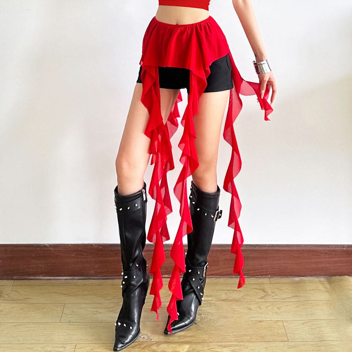 Ruched ruffle solid decor belt  | Festival Outfits Women