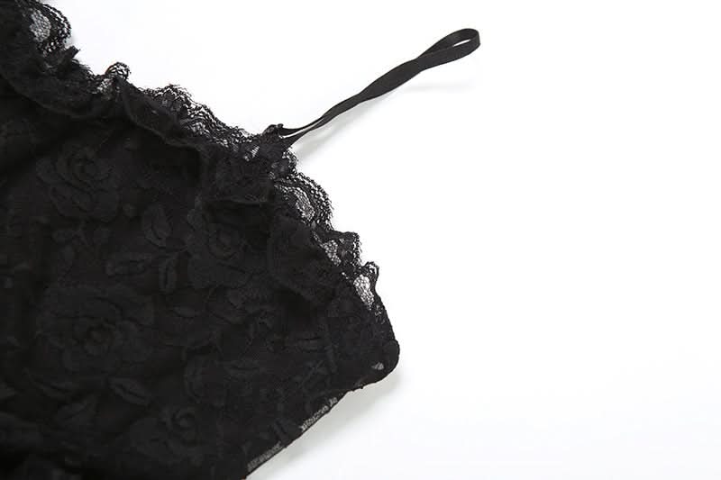 Lace ruffle v neck backless cami maxi dress  | Festival Outfits Women-final-sale